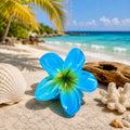 Moorea Blue – Pince à cheveux fleur tropicale bleue – Karélia